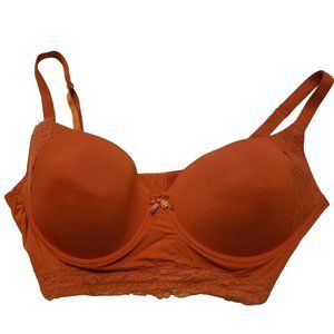 Daisy Fuentes Womens bra size 42D underwire burnt orange lace detail